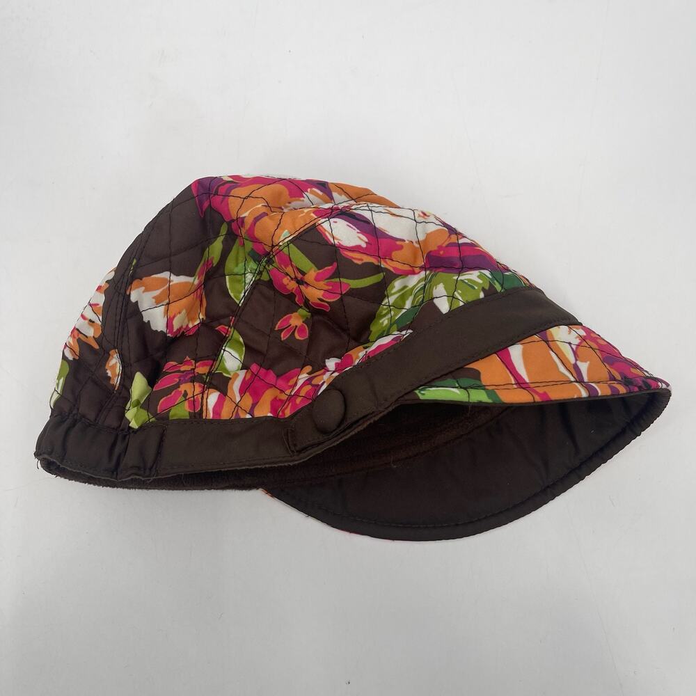 VERA BRADLEY Hat Cap English Rose Newgirl Cozy Fleece Lining Brown Casual Fall - Picture 12 of 14